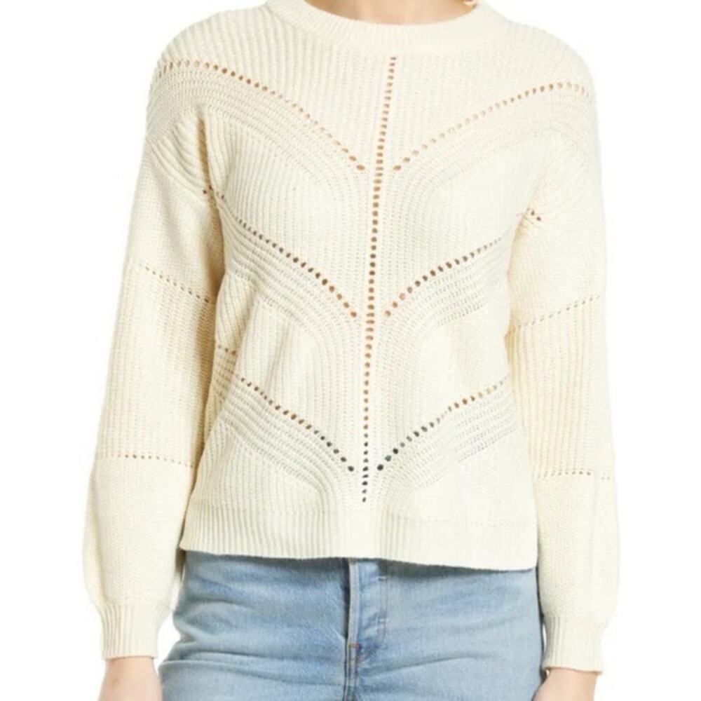NWT Marine Layer Olivia White Crewneck Sweater Size XS Retail $125